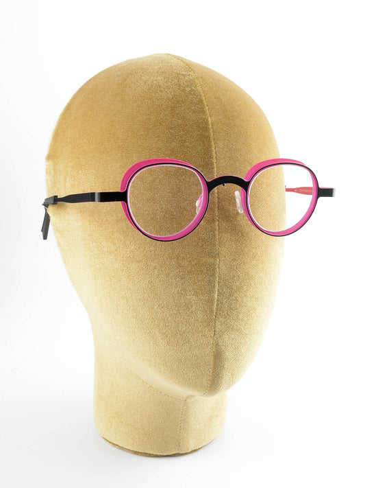 mod. Eye Witness Ya, viola scuro e rosa fluo, Theo, occhiale da Vista