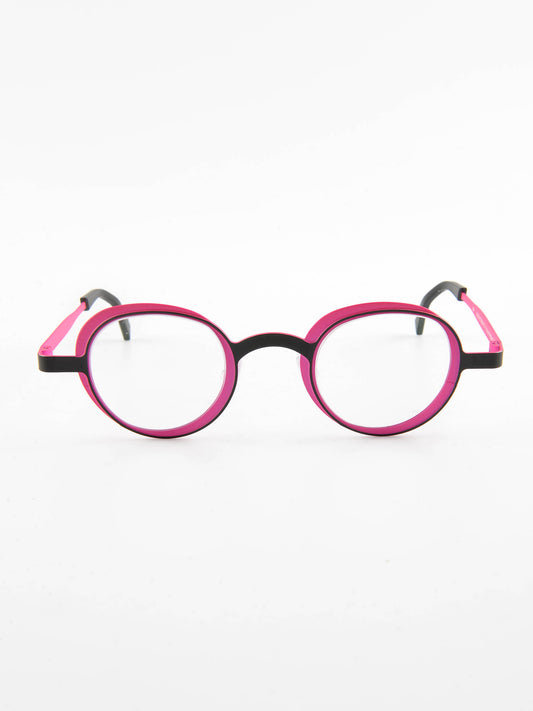 mod. Eye Witness Ya, viola scuro e rosa fluo, Theo, occhiale da Vista