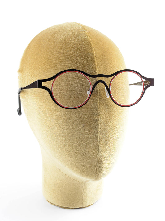 mod. Black Forest, viola scuro e rosso, Theo, occhiale da Vista