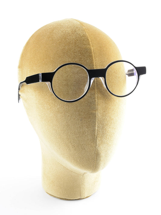 mod. Rondo, nero e cristallo, Henau, occhiale da Vista