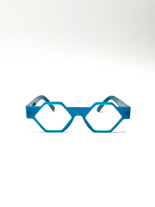 mod. Hexagono, blu ottanio, Henau, occhiale da Vista
