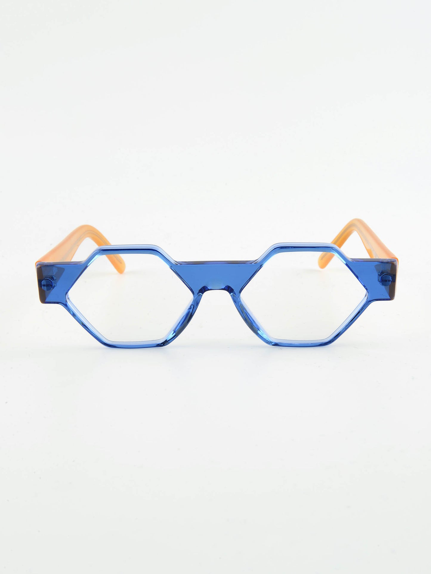 mod. Hexagono, azzurro e arancio, Henau, occhiale da Vista